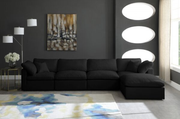 Plush 140" Velvet Upholstered Standard Comfort 5pc. Modular Sectional