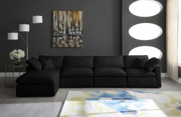 Plush 140" Velvet Upholstered Standard Comfort 5pc. Modular Sectional