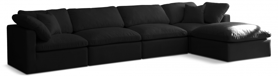 Plush 140" Velvet Upholstered Standard Comfort 5pc. Modular Sectional