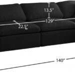Plush 140" Velvet Upholstered Standard Comfort 5pc. Modular Sectional