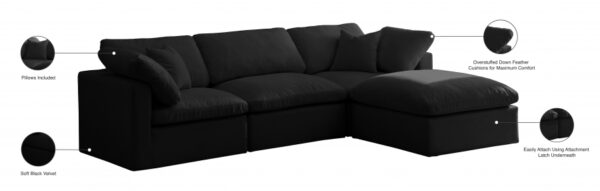 Plush 140" Velvet Upholstered Standard Comfort 5pc. Modular Sectional