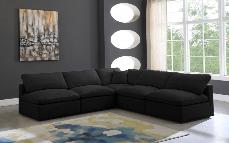 Plush 105" Velvet Upholstered Standard Comfort 5pc. Modular Sectional