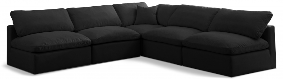 Plush 105" Velvet Upholstered Standard Comfort 5pc. Modular Sectional
