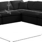 Plush 105" Velvet Upholstered Standard Comfort 5pc. Modular Sectional