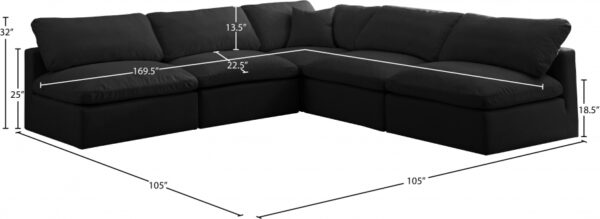Plush 105" Velvet Upholstered Standard Comfort 5pc. Modular Sectional