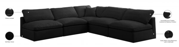 Plush 105" Velvet Upholstered Standard Comfort 5pc. Modular Sectional