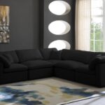 Plush 105" Velvet Upholstered Standard Comfort 5pc. Modular Sectional