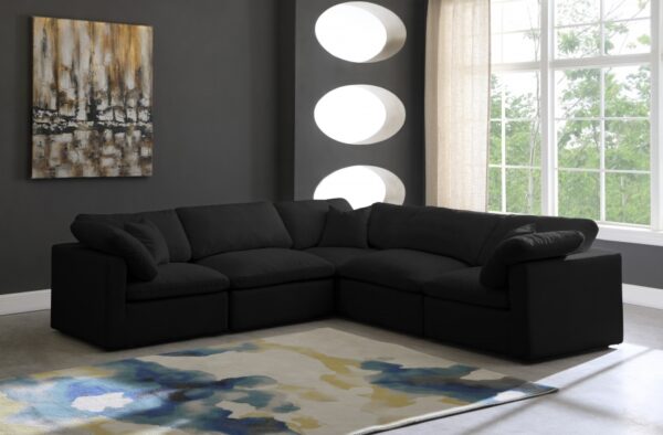 Plush 105" Velvet Upholstered Standard Comfort 5pc. Modular Sectional