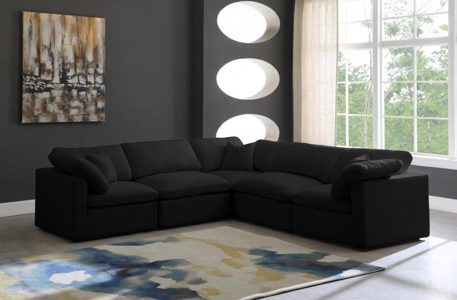 Plush 105" Velvet Upholstered Standard Comfort 5pc. Modular Sectional