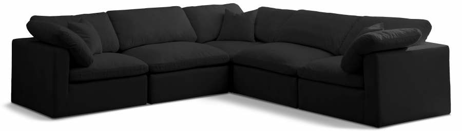 Plush 105" Velvet Upholstered Standard Comfort 5pc. Modular Sectional