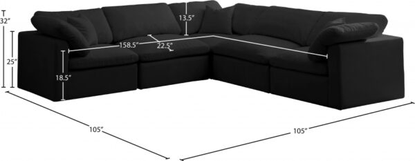 Plush 105" Velvet Upholstered Standard Comfort 5pc. Modular Sectional