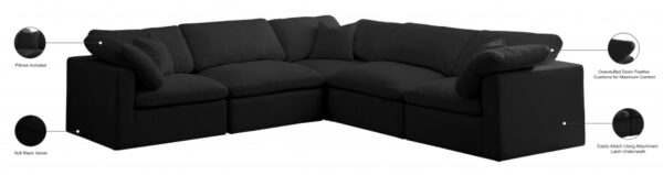 Plush 105" Velvet Upholstered Standard Comfort 5pc. Modular Sectional