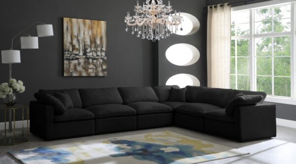 Plush 140" Velvet Upholstered Standard Comfort 6pc. Modular Sectional