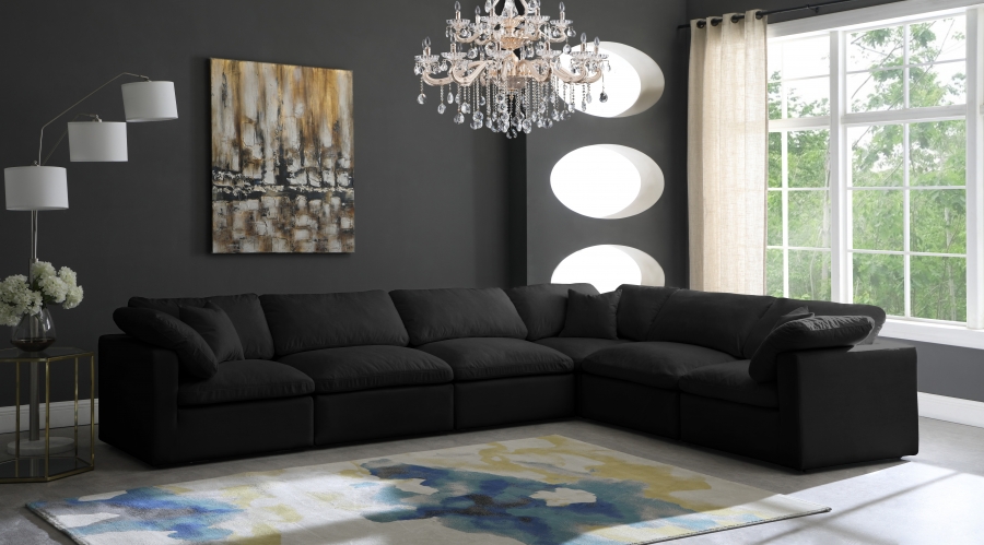 Plush 140" Velvet Upholstered Standard Comfort 6pc. Modular Sectional