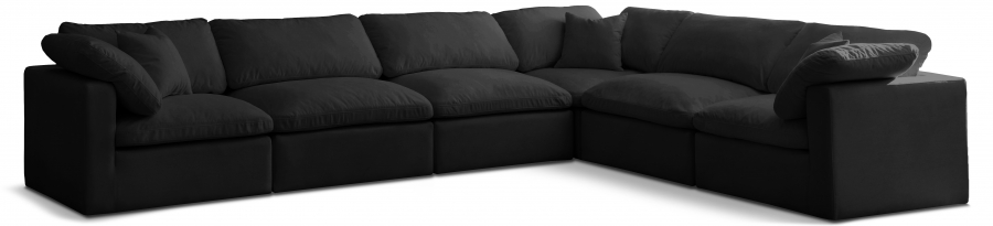 Plush 140" Velvet Upholstered Standard Comfort 6pc. Modular Sectional