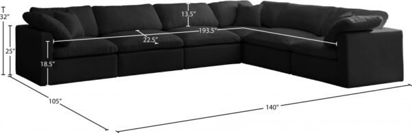 Plush 140" Velvet Upholstered Standard Comfort 6pc. Modular Sectional