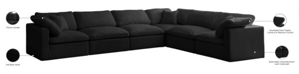 Plush 140" Velvet Upholstered Standard Comfort 6pc. Modular Sectional