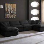 Plush 140" Velvet Upholstered Standard Comfort 6pc. Modular Sectional