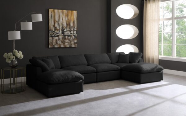 Plush 140" Velvet Upholstered Standard Comfort 6pc. Modular Sectional