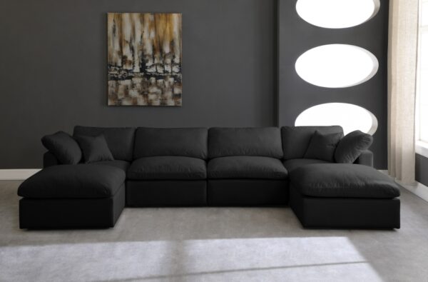 Plush 140" Velvet Upholstered Standard Comfort 6pc. Modular Sectional