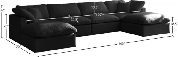 Plush 140" Velvet Upholstered Standard Comfort 6pc. Modular Sectional