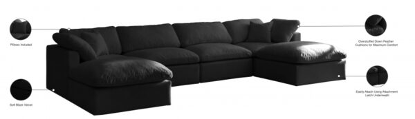 Plush 140" Velvet Upholstered Standard Comfort 6pc. Modular Sectional