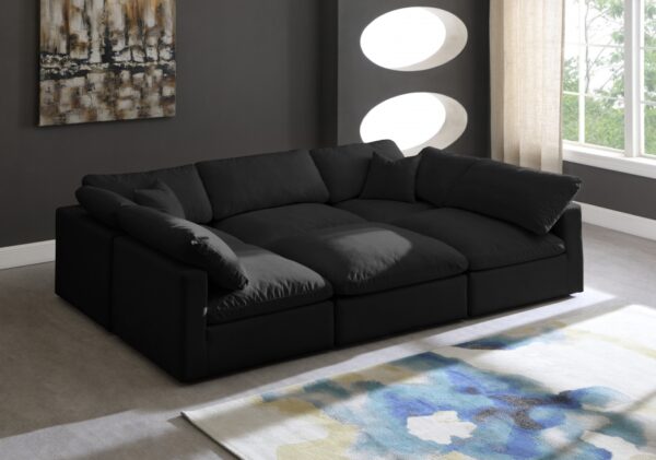 Plush 105" Velvet Upholstered Standard Comfort 6pc. Modular Sectional