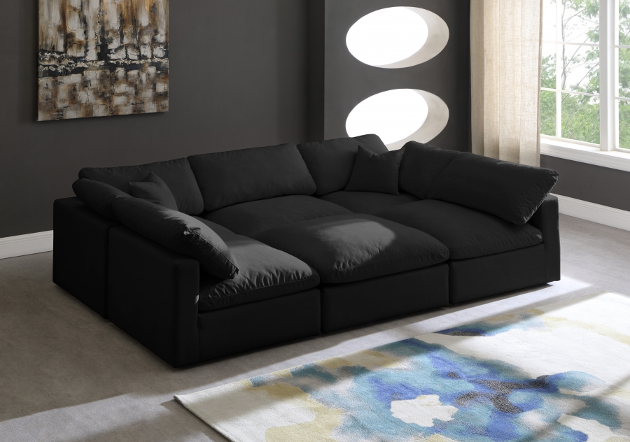 Plush 105" Velvet Upholstered Standard Comfort 6pc. Modular Sectional