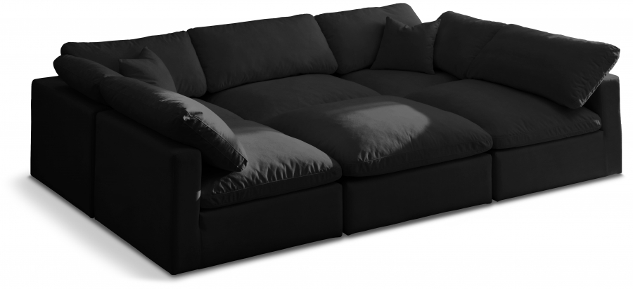 Plush 105" Velvet Upholstered Standard Comfort 6pc. Modular Sectional
