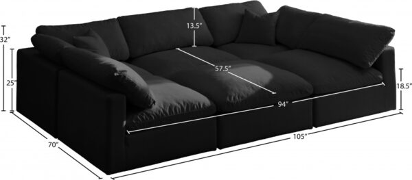 Plush 105" Velvet Upholstered Standard Comfort 6pc. Modular Sectional