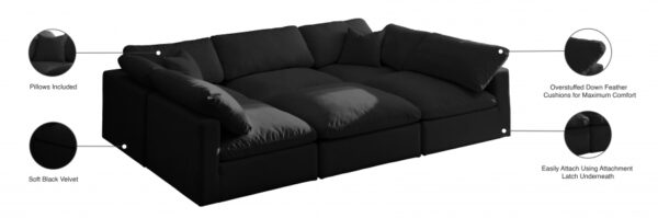 Plush 105" Velvet Upholstered Standard Comfort 6pc. Modular Sectional