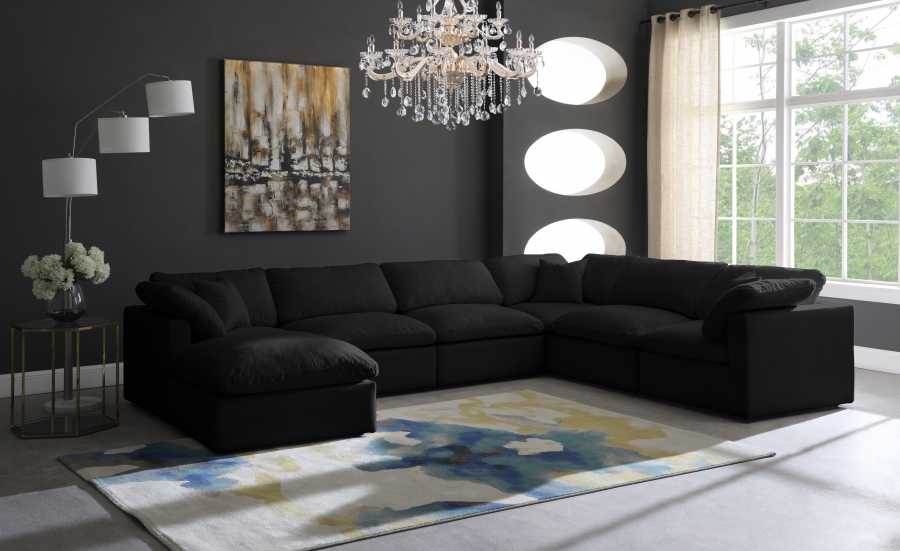 Plush 140" Velvet Upholstered Standard Comfort 7pc. Modular Sectional