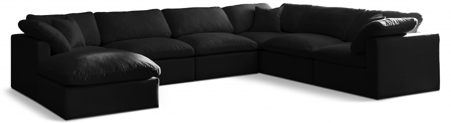 Plush 140" Velvet Upholstered Standard Comfort 7pc. Modular Sectional