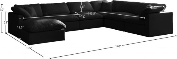 Plush 140" Velvet Upholstered Standard Comfort 7pc. Modular Sectional