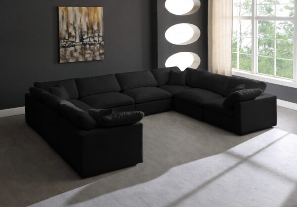 Plush 140" Velvet Upholstered Standard Comfort 8pc. Modular Sectional