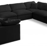 Plush 140" Velvet Upholstered Standard Comfort 8pc. Modular Sectional