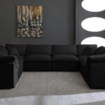 Plush 140" Velvet Upholstered Standard Comfort 8pc. Modular Sectional
