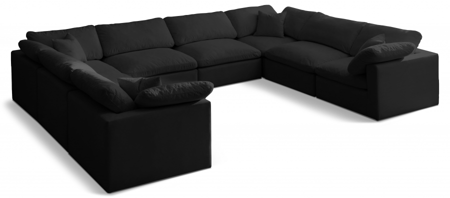 Plush 140" Velvet Upholstered Standard Comfort 8pc. Modular Sectional
