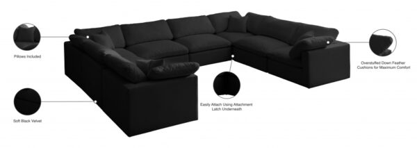 Plush 140" Velvet Upholstered Standard Comfort 8pc. Modular Sectional