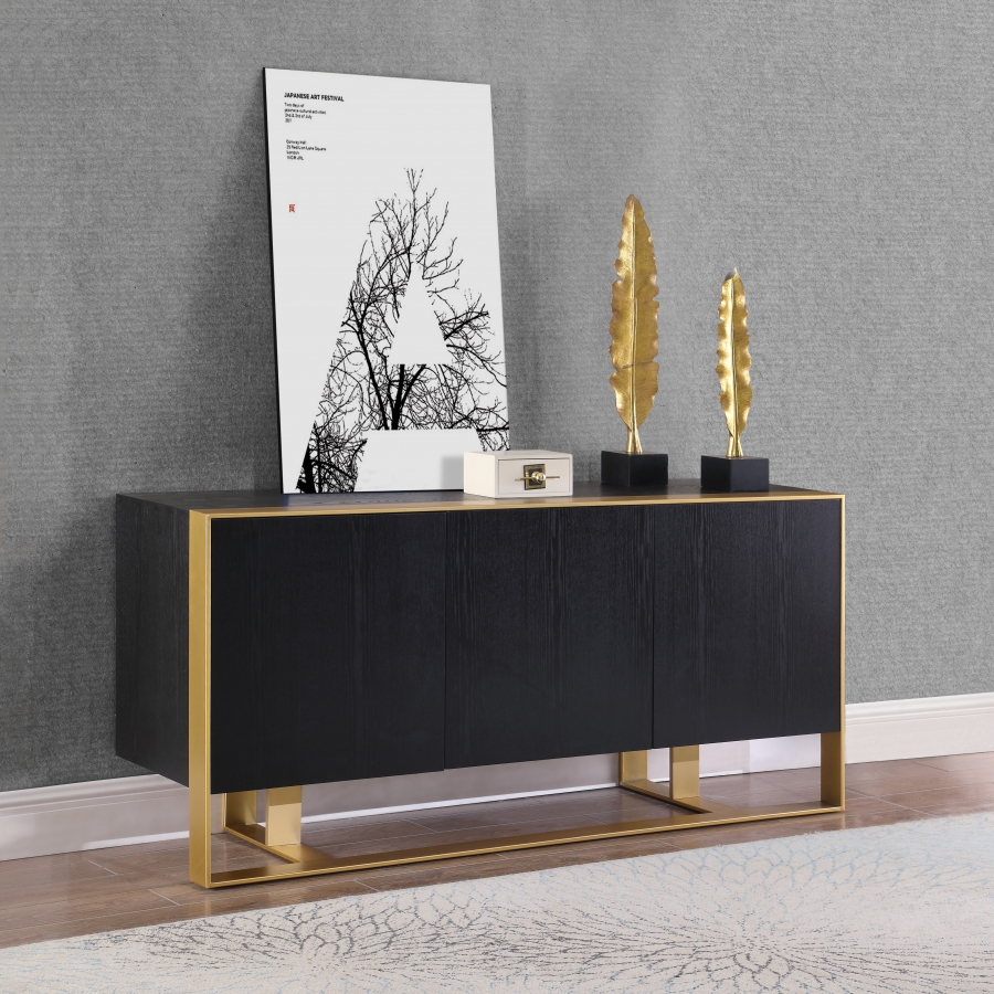 Sherwood Oak Veneer And Iron Sideboard / Buffet