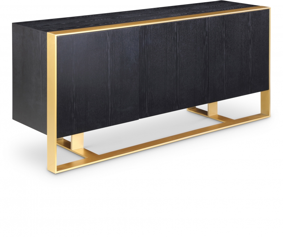 Sherwood Oak Veneer And Iron Sideboard / Buffet