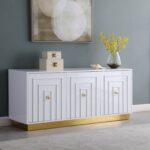 Cosmopolitan Lacquer Finish And Stainless Steel Sideboard / Buffet