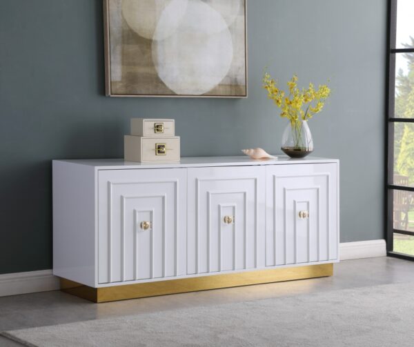 Cosmopolitan Lacquer Finish And Stainless Steel Sideboard / Buffet