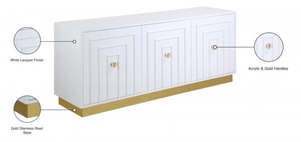 Cosmopolitan Lacquer Finish And Stainless Steel Sideboard / Buffet