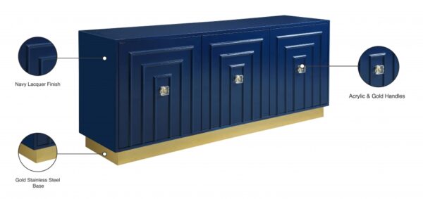 Cosmopolitan Lacquer Finish And Stainless Steel Sideboard / Buffet