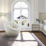 Dream Faux Sheepskin Fur Upholstered Swivel Accent Chair