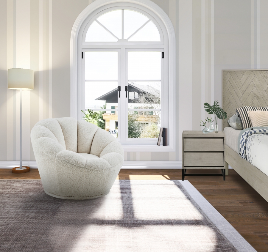Dream Faux Sheepskin Fur Upholstered Swivel Accent Chair