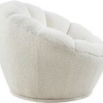 Dream Faux Sheepskin Fur Upholstered Swivel Accent Chair