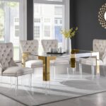 Casper 60" Glass Top, Acrylic And Steel Base Dining Table