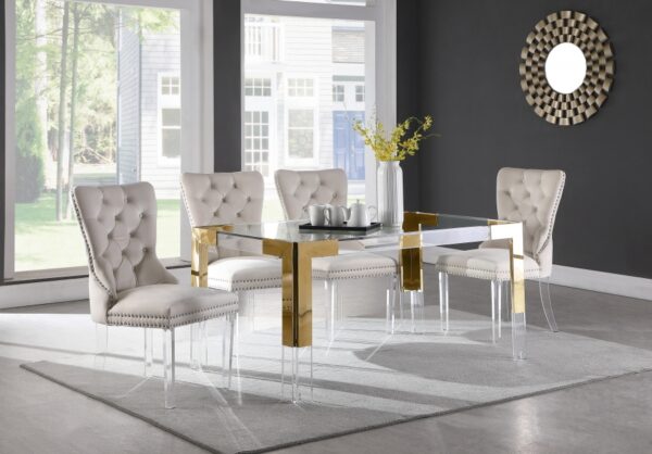 Casper 60" Glass Top, Acrylic And Steel Base Dining Table
